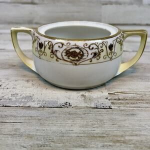 Vtg Noritake Nippon 16034 Christmas Ball Hand‑Painted Gold Sugar Bowl (No Lid)